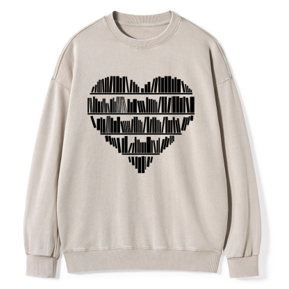 Pagewings Book Lover Valentine's Day Unisex Washed Sweatshirt