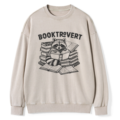 Pagewings  A Raccoon Reading Seriously Unisex Washed Sweatshirt