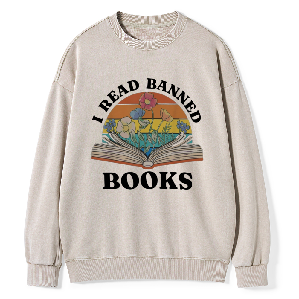 Pagewings I Read Banned Books Unisex Washed Sweatshirt