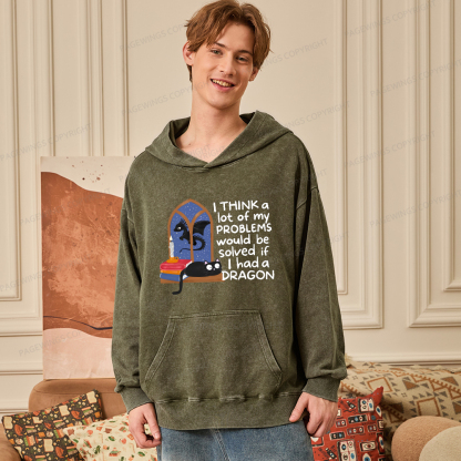 Pagewings If I Had A BookDragon Unisex Washed Hoodie