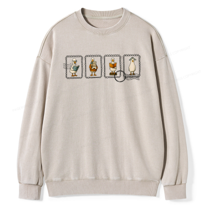 Pagewings Silly Goose Reading Unisex Washed Sweatshirt