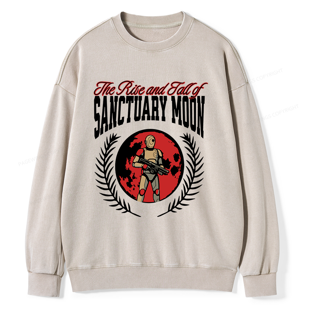 Pagewings The Rise and Fall of Sanctuary Moon Unisex Washed Sweatshirt