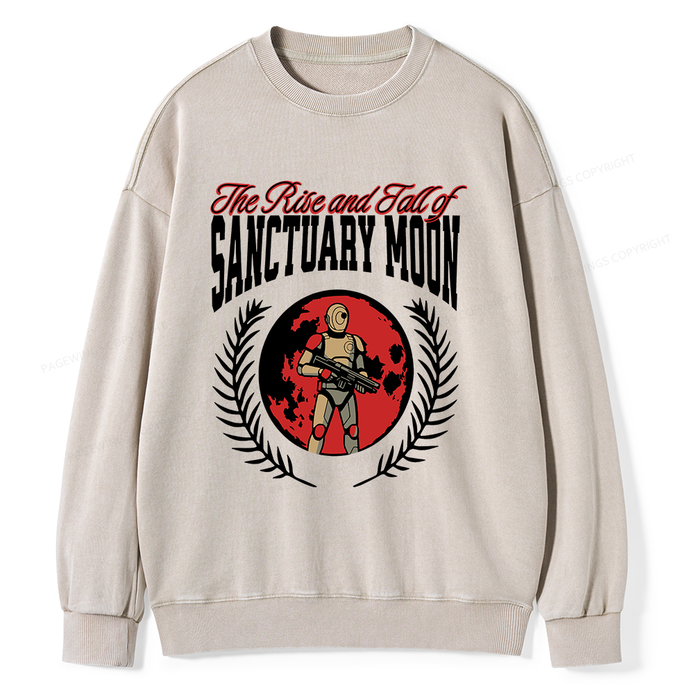 Pagewings The Rise and Fall of Sanctuary Moon Unisex Washed Sweatshirt