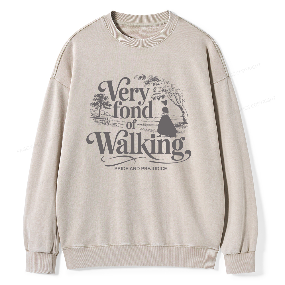 Pagewings Very Fond Of Walking Unisex Washed Sweatshirt