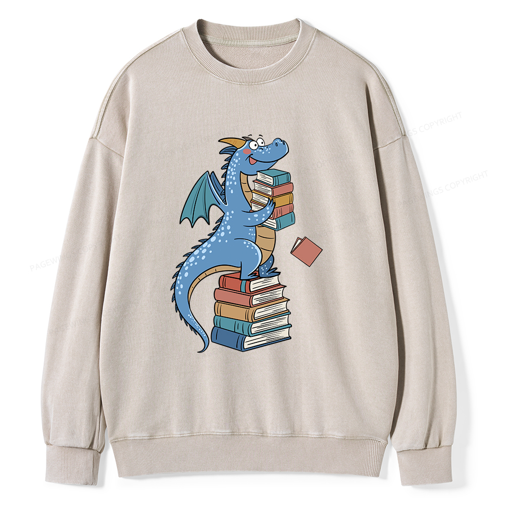 Pagewings Book Dinosaurs Unisex Washed Sweatshirt