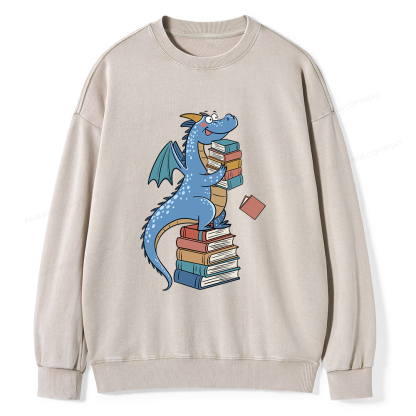Pagewings Book Dinosaurs Unisex Washed Sweatshirt