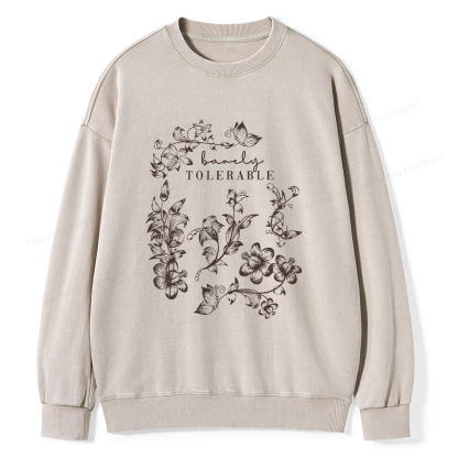 Pagewings Barely Tolerable Unisex Washed Sweatshirt