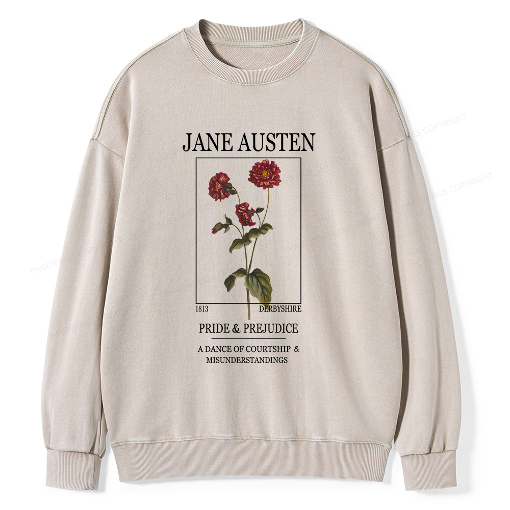 Pagewings Literary Floral Unisex Washed Sweatshirt