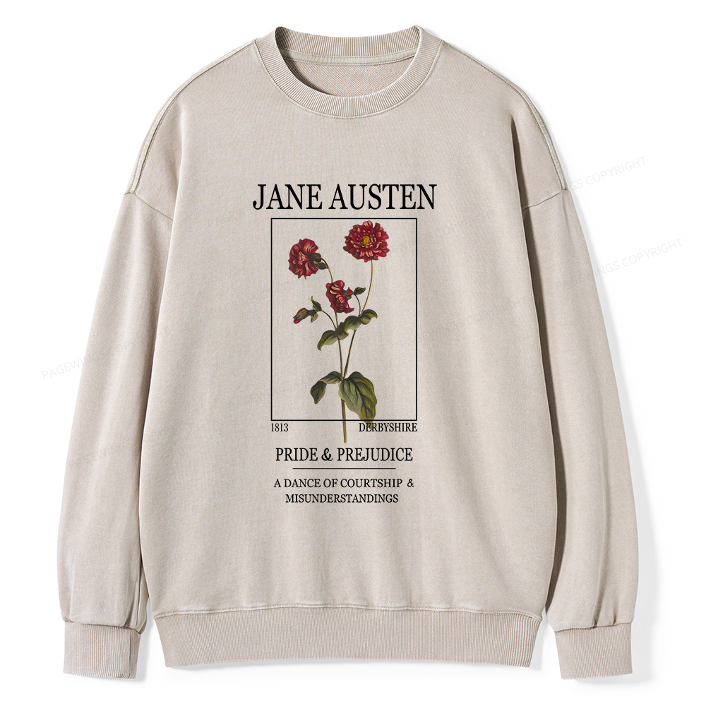 Pagewings Literary Floral Unisex Washed Sweatshirt