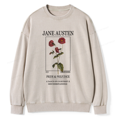 Pagewings Literary Floral Unisex Washed Sweatshirt