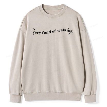 Pagewings Very Fond of Walking Unisex Washed Sweatshirt