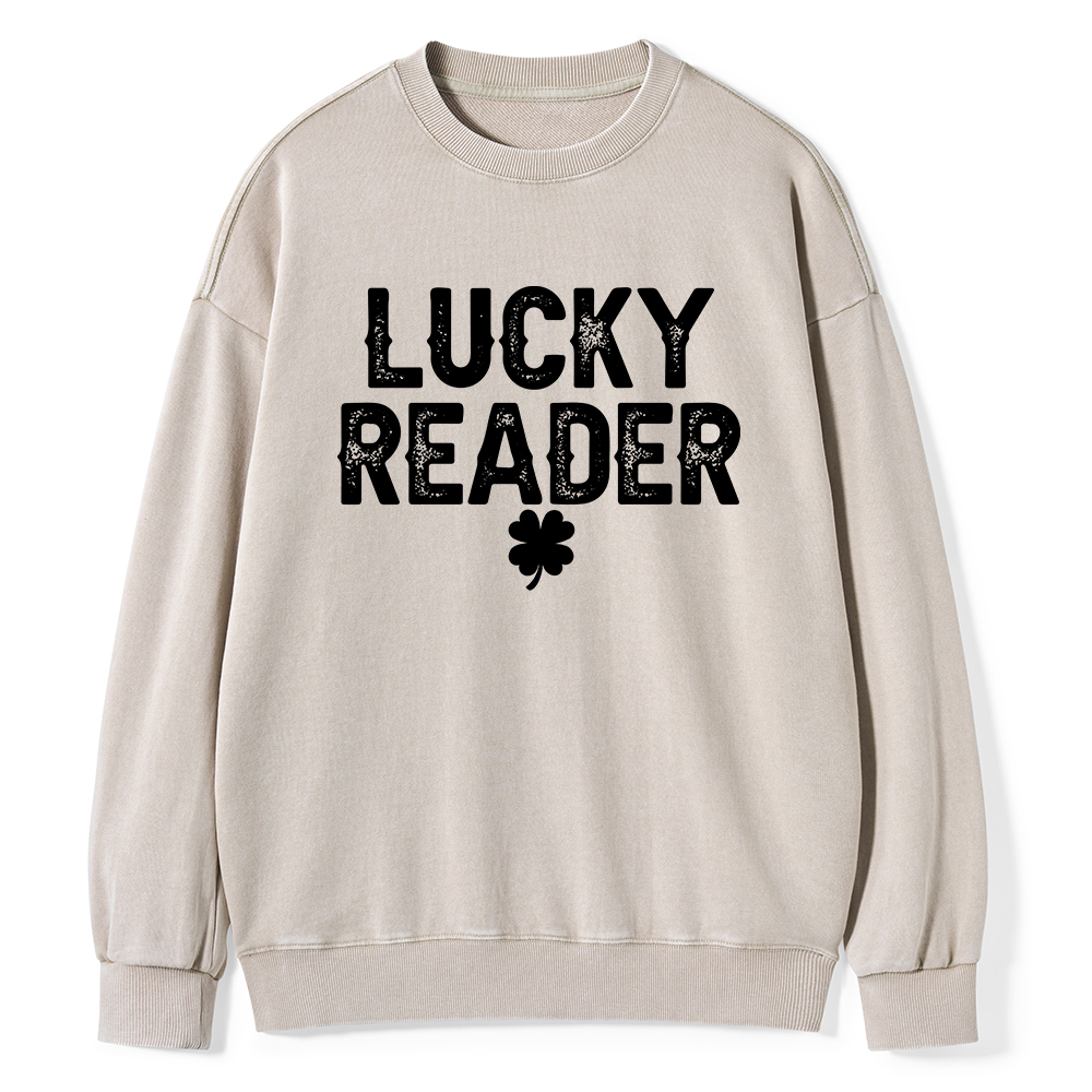 Pagewings Lucky and Lucky Fucker Graphic Tees Unisex Washed Sweatshirt