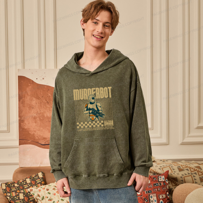 Pagewings Sci-Fiction Robot Hobby Unisex Washed Hoodie