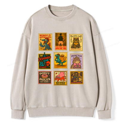 Pagewings Vintage Stamp Unisex Washed Sweatshirt