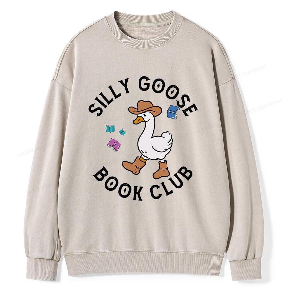 Pagewings Silly Goose Book Club Unisex Washed Sweatshirt