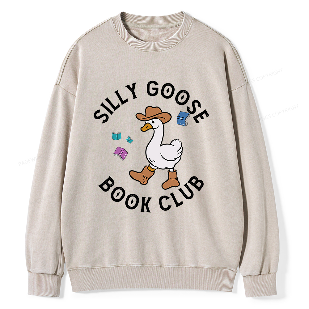 Pagewings Silly Goose Book Club Unisex Washed Sweatshirt