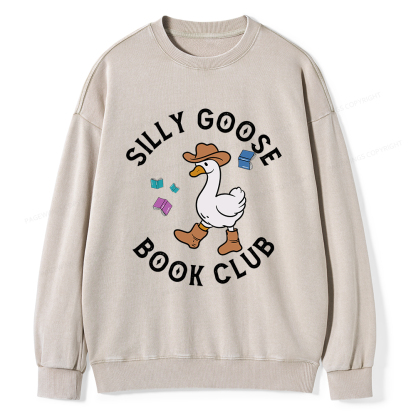 Pagewings Silly Goose Book Club Unisex Washed Sweatshirt