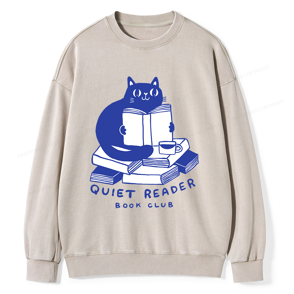 Pagewings Quiet Reader Book Club  Unisex Washed Sweatshirt