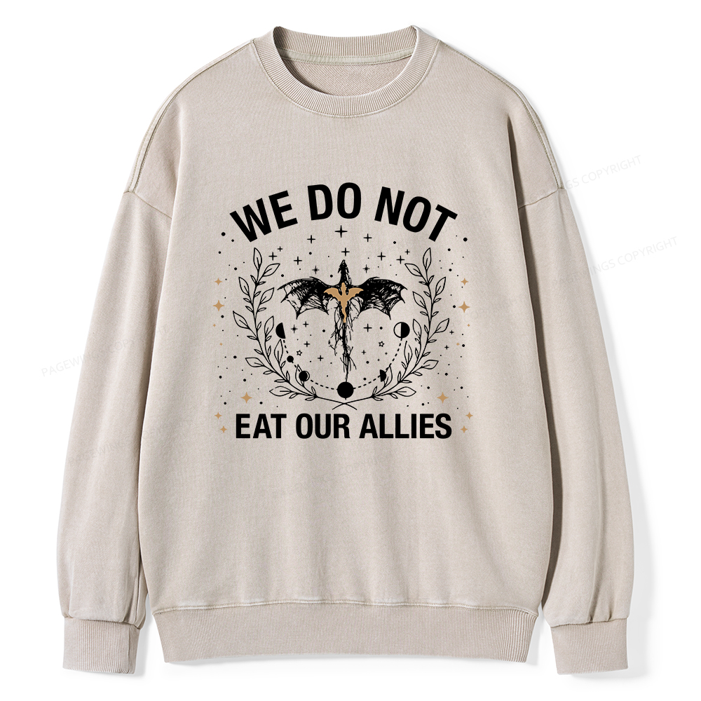 Pagewings We Do Not Eat Our Allies Unisex Washed Sweatshirt