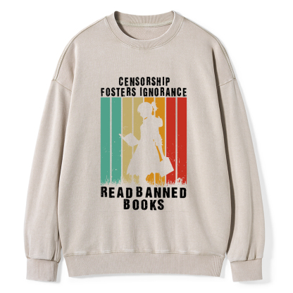 Pagewings Banned Books Vintage T-Shirt Unisex Washed Sweatshirt