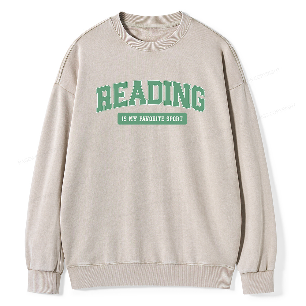 Pagewings Reading Is My Favorite Sport Unisex Washed Sweatshirt