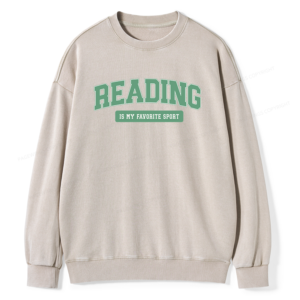 Pagewings Reading Is My Favorite Sport Unisex Washed Sweatshirt