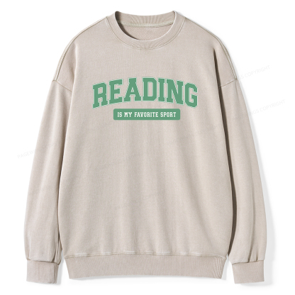 Pagewings Reading Is My Favorite Sport Unisex Washed Sweatshirt