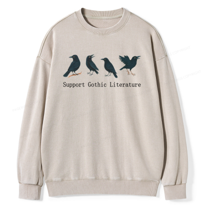 Pagewings Support Gothic Literature Unisex Washed Sweatshirt