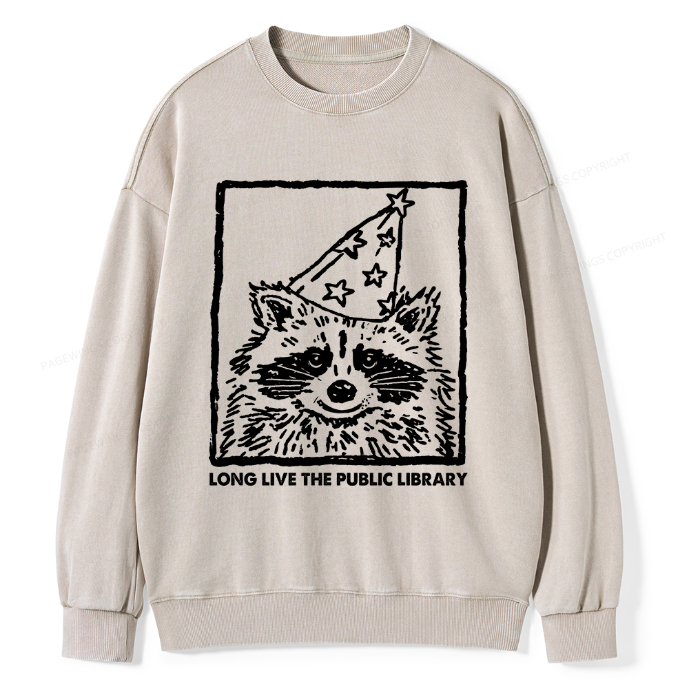 Pagewings Long Live The Public Library Unisex Washed Sweatshirt
