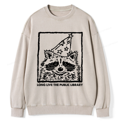 Pagewings Long Live The Public Library Unisex Washed Sweatshirt