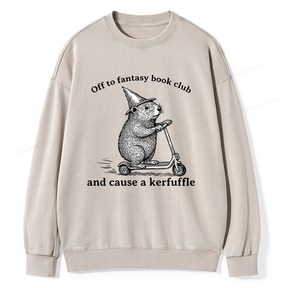Pagewings Off To Fantasy Book Club Unisex Washed Sweatshirt