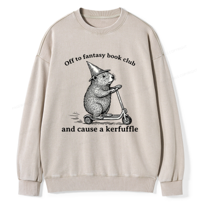 Pagewings Off To Fantasy Book Club Unisex Washed Sweatshirt