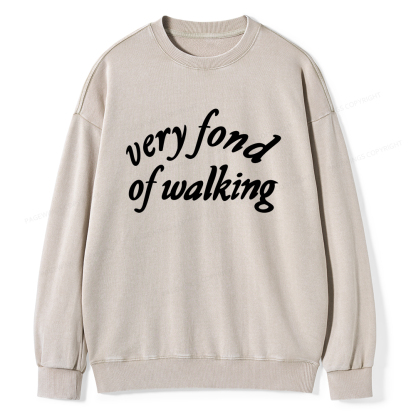Pagewings Very Fond of Walking Unisex Washed Sweatshirt