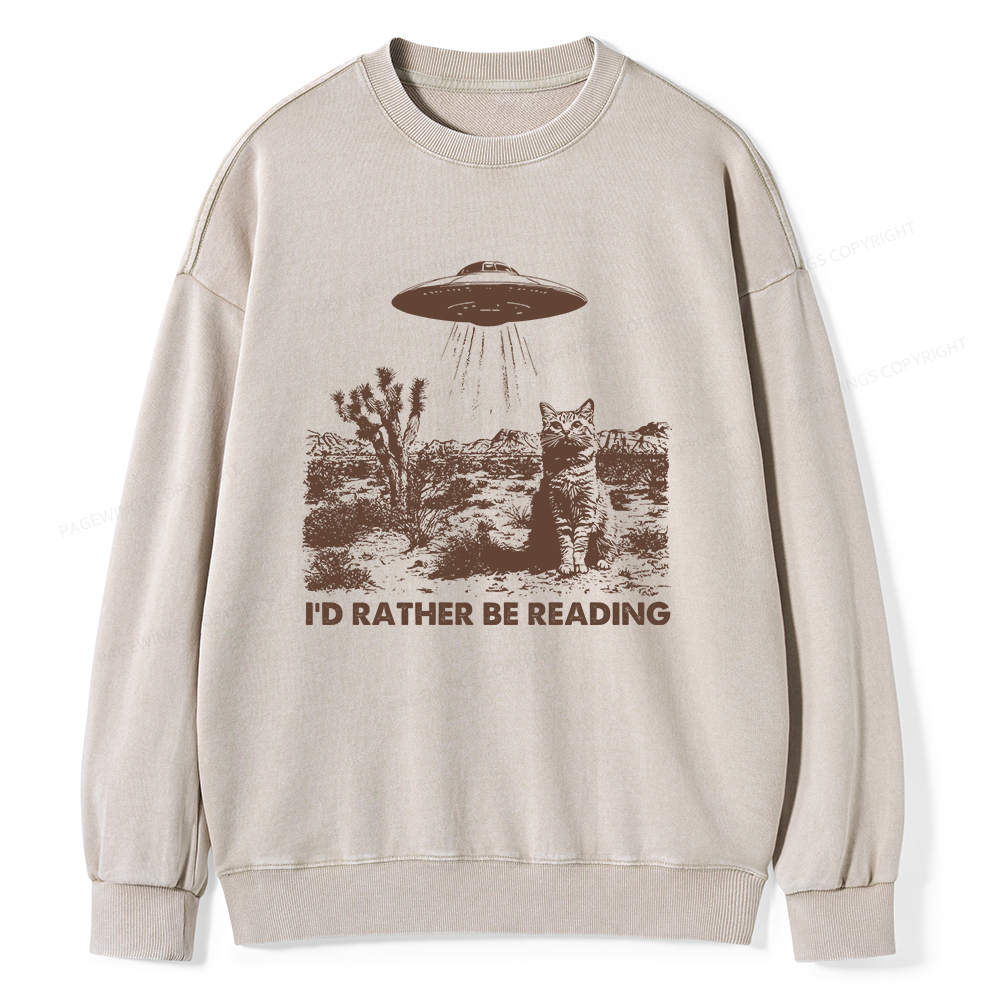 Pagewings I'd Rather Be Reading Unisex Washed Sweatshirt