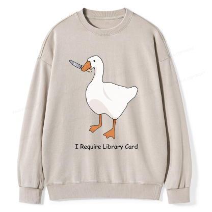 Pagewings I Require Library Card Unisex Washed Sweatshirt