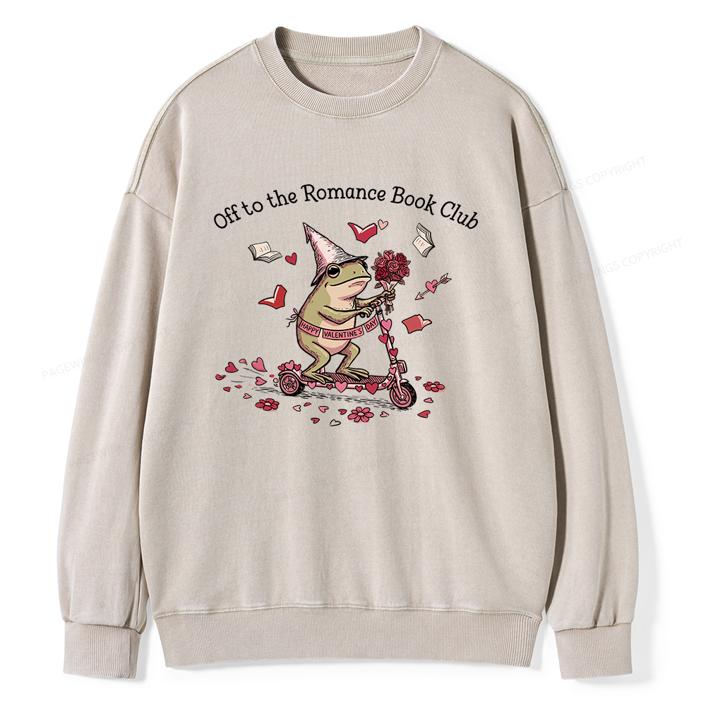 Pagewings Off to the Romance Book Club Unisex Washed Sweatshirt