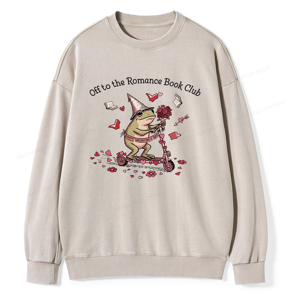 Pagewings Off to the Romance Book Club Unisex Washed Sweatshirt