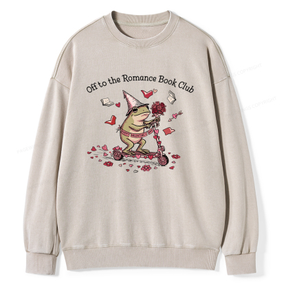 Pagewings Off to the Romance Book Club Unisex Washed Sweatshirt