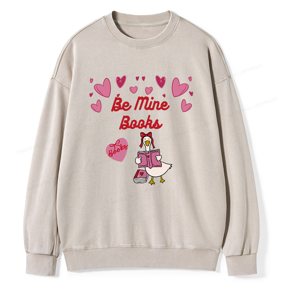 Pagewings Be Mine Books Unisex Washed Sweatshirt
