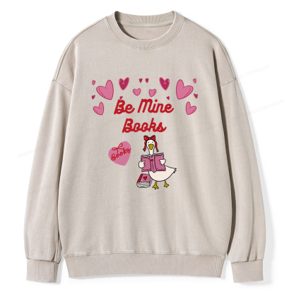 Pagewings Be Mine Books  Unisex Washed Sweatshirt