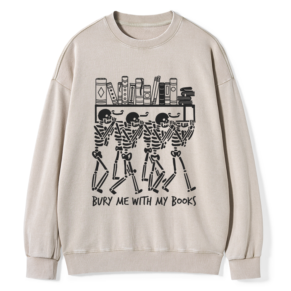 Pagewings Bury Me With My Books Unisex Washed Sweatshirt
