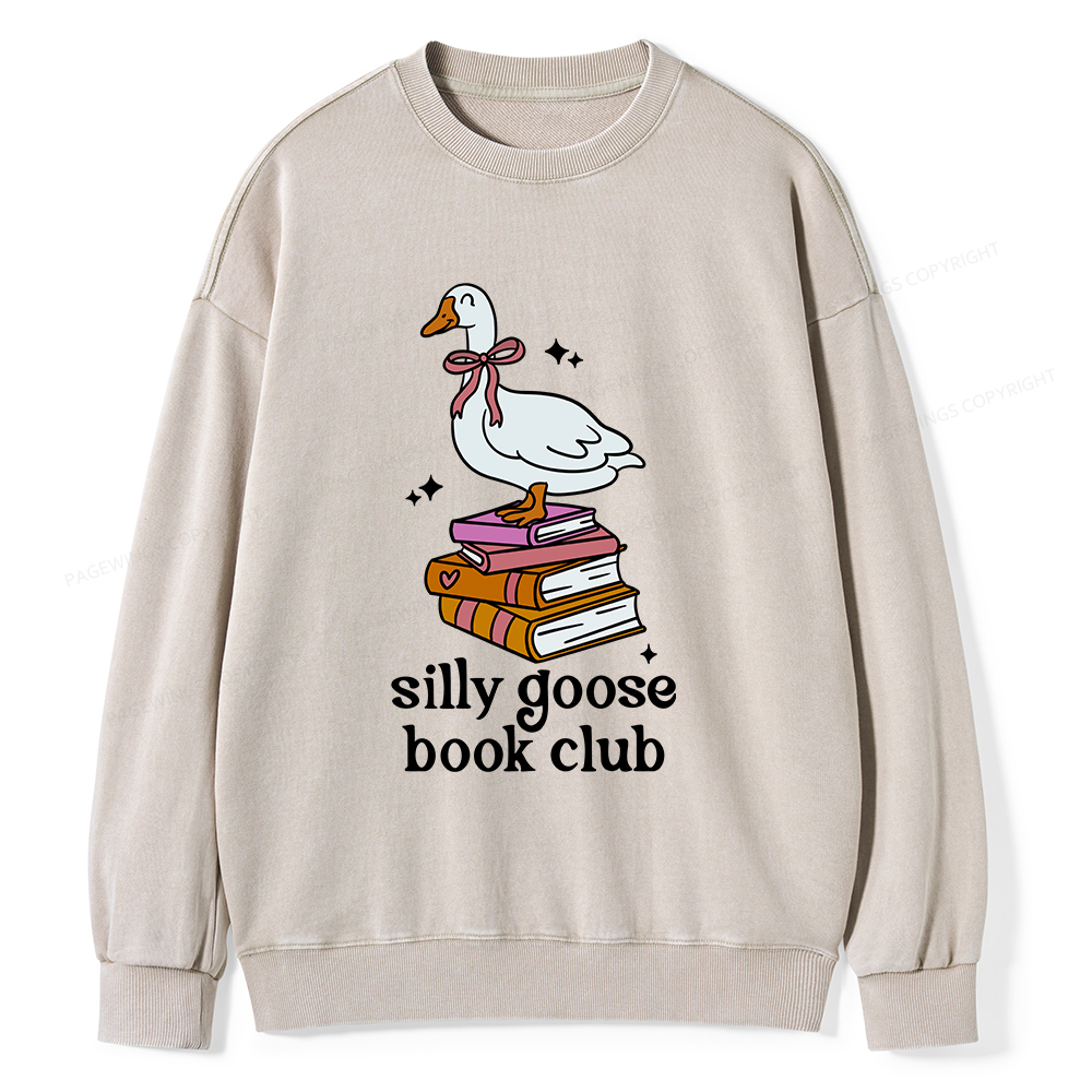 Pagewings Silly Goose Book Club Unisex Washed Sweatshirt
