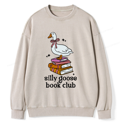 Pagewings Silly Goose Book Club Unisex Washed Sweatshirt