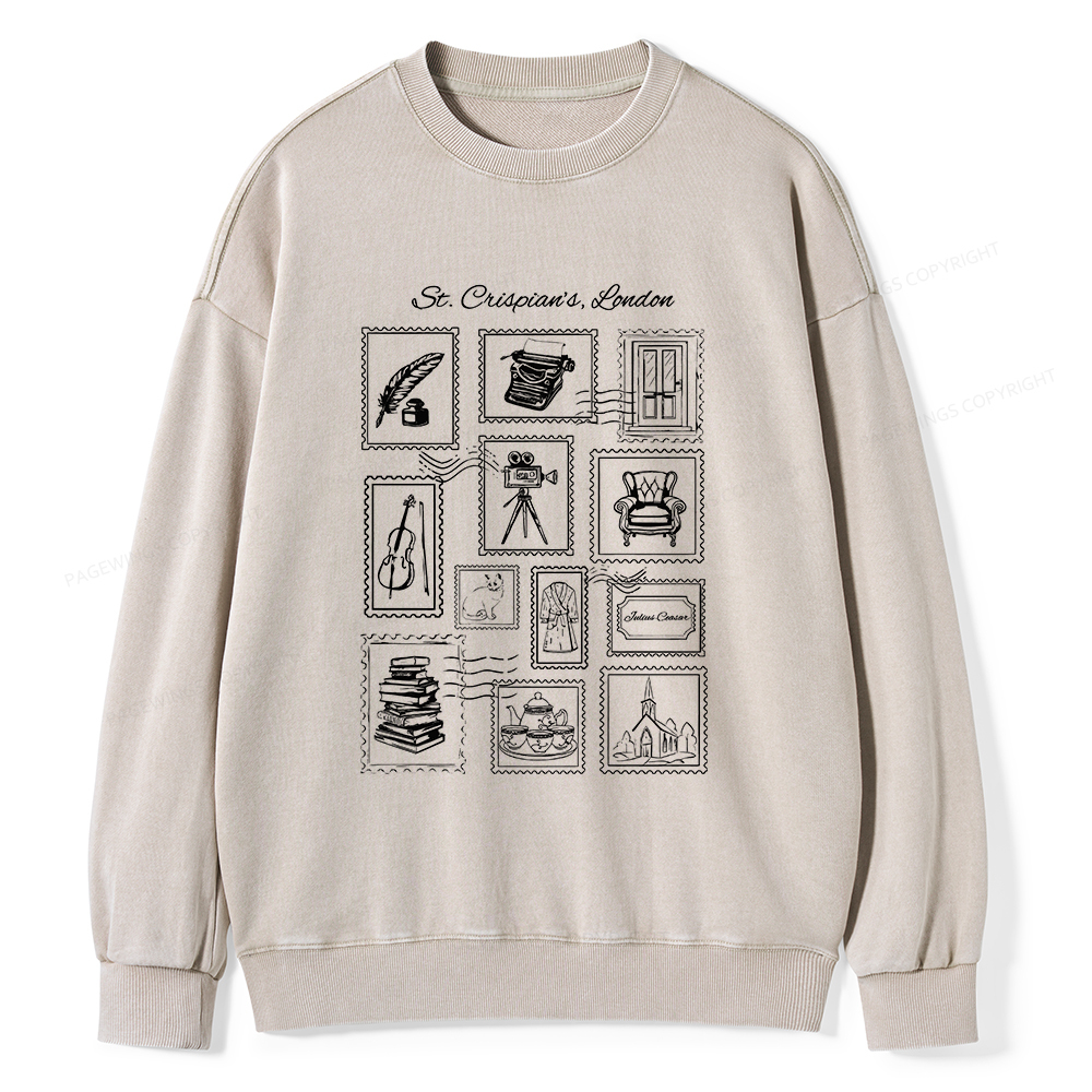 Pagewings Crispian's Stamp Unisex Washed Sweatshirt