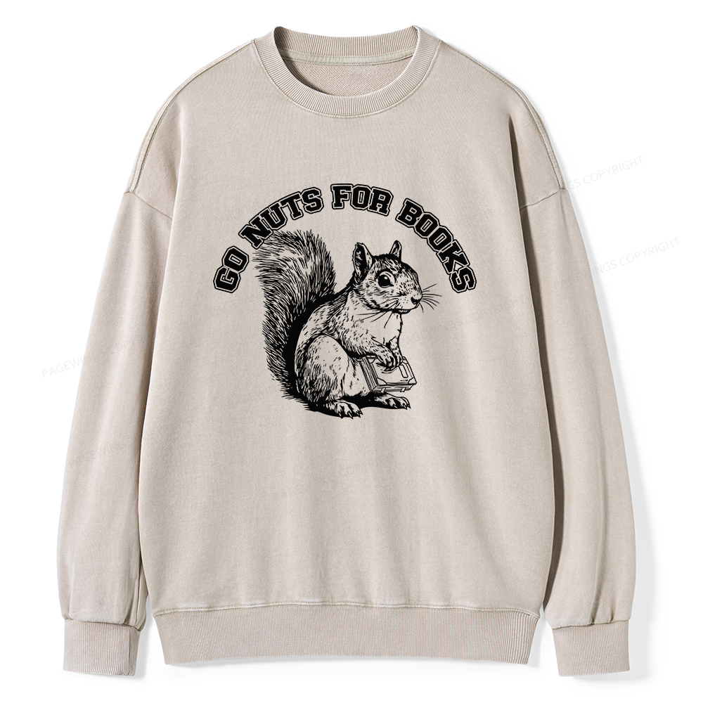 Pagewings Go Nuts For Books Unisex Washed Sweatshirt