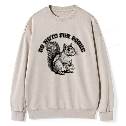 Pagewings Go Nuts For Books Unisex Washed Sweatshirt