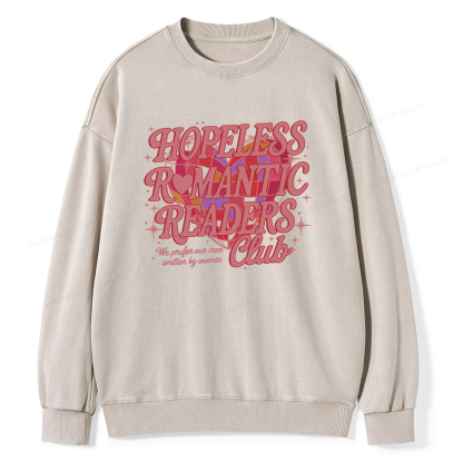 Pagewings Hopeless Romantic Readers Club Unisex Washed Sweatshirt