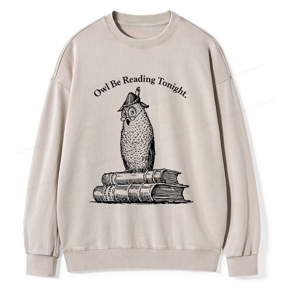 Pagewings Owl Be Reading Tonight Unisex Washed Sweatshirt