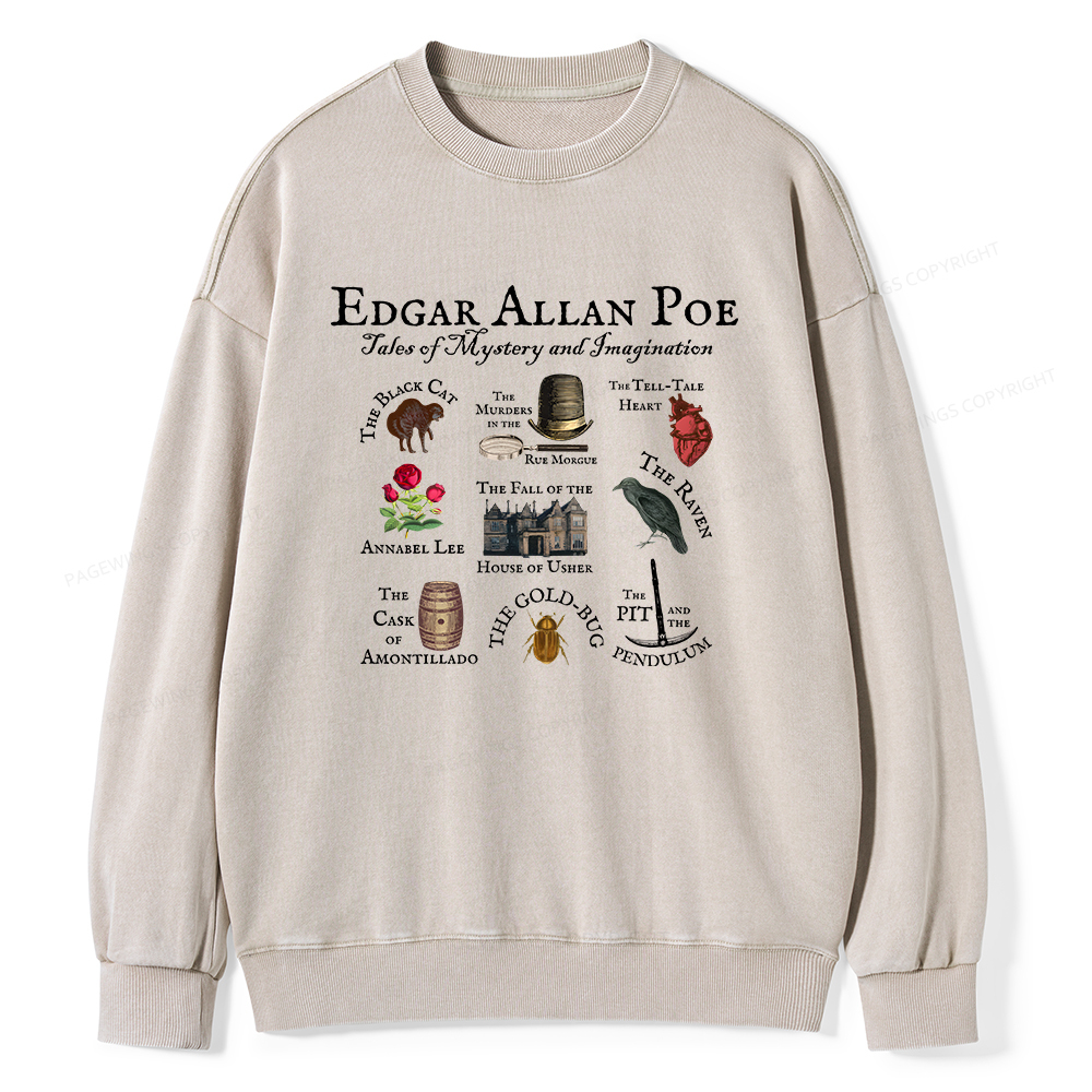 Pagewings Gothic Novel Lover Unisex Washed Sweatshirt