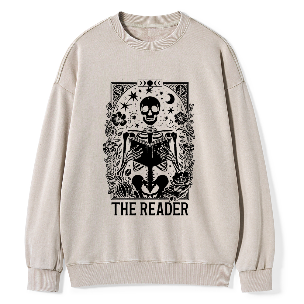 Pagewings The Reader Tarot Card Shirt Unisex Washed Sweatshirt